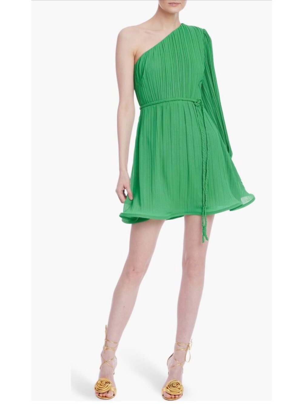 Jewel Badgley Mischka Pleated One-Shoulder Mini dress size 4
